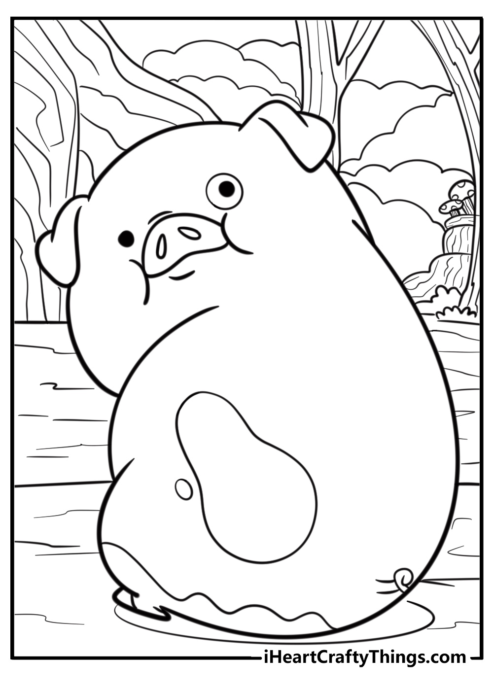 Waddles the pig looking cute detailed coloring sheet