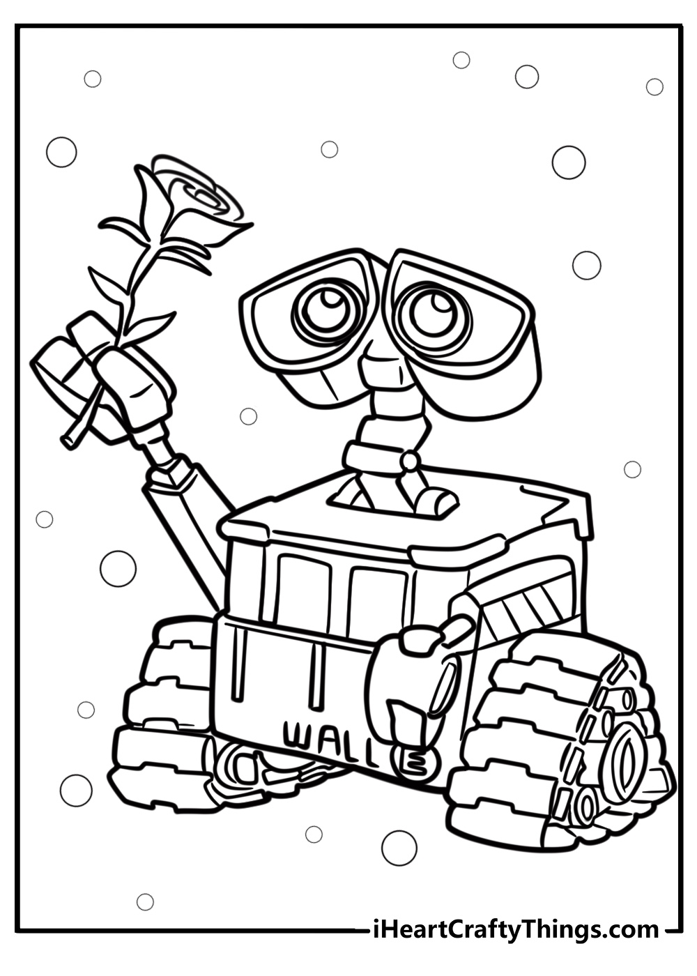 Wall e holding a flower disney coloring page