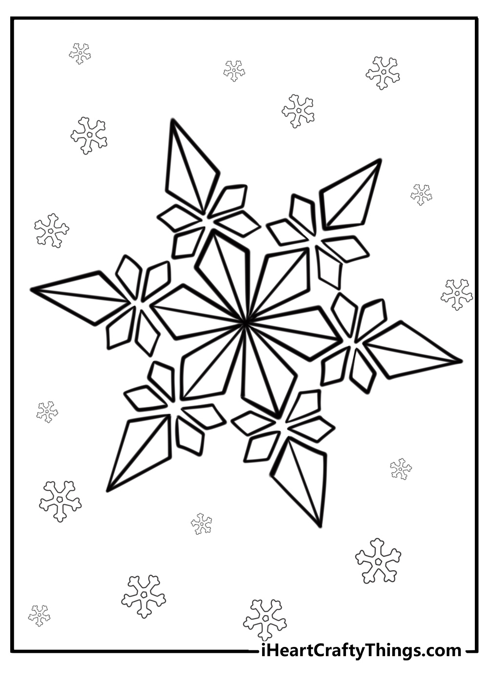 Winter snowflake with delicate shapes coloring page