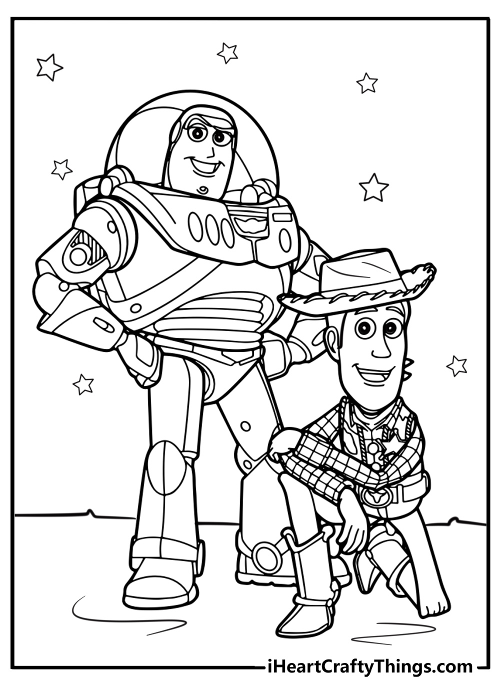 Woody and buzz together disney coloring sheet