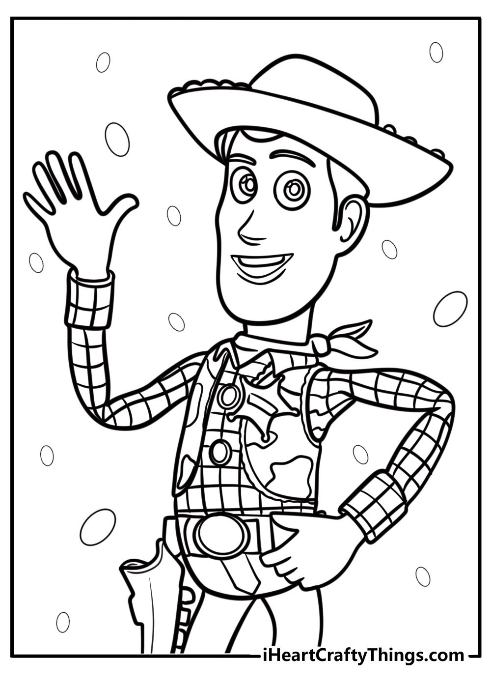 Woody from toy story waving coloring page