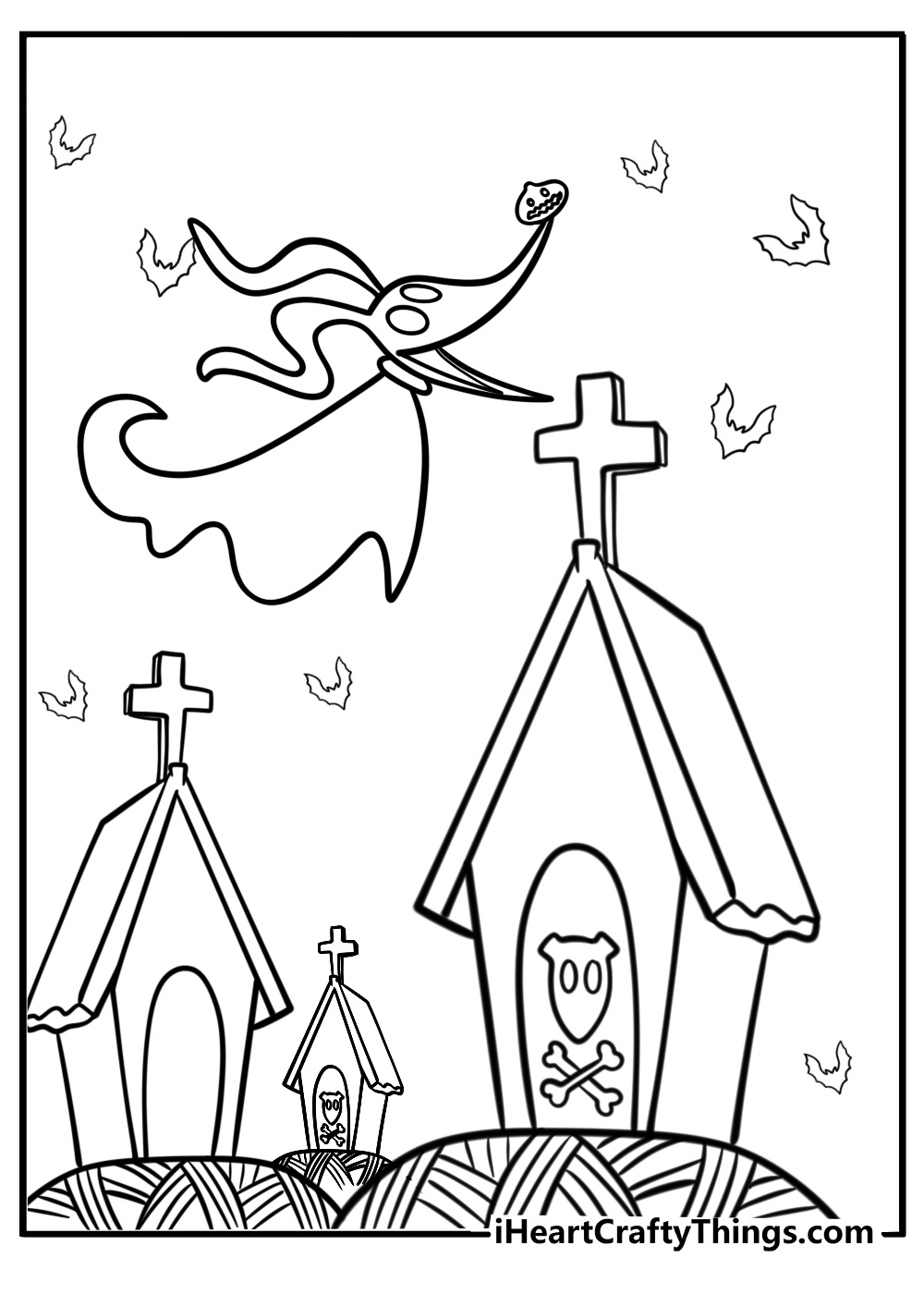 Zero playing in the graveyard free coloring page pdf