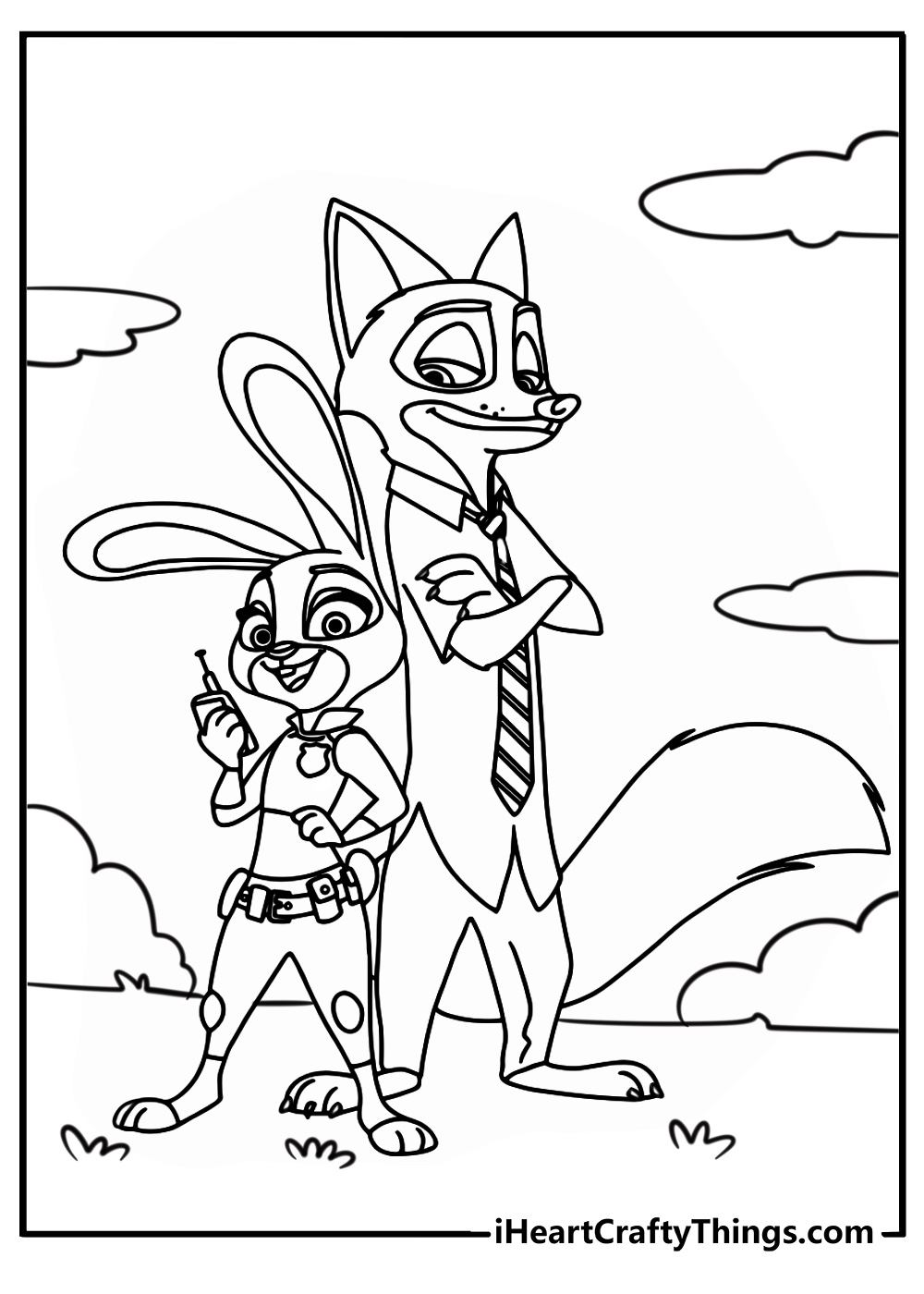 Zootopia's judy hopps and nick wilde disney coloring page