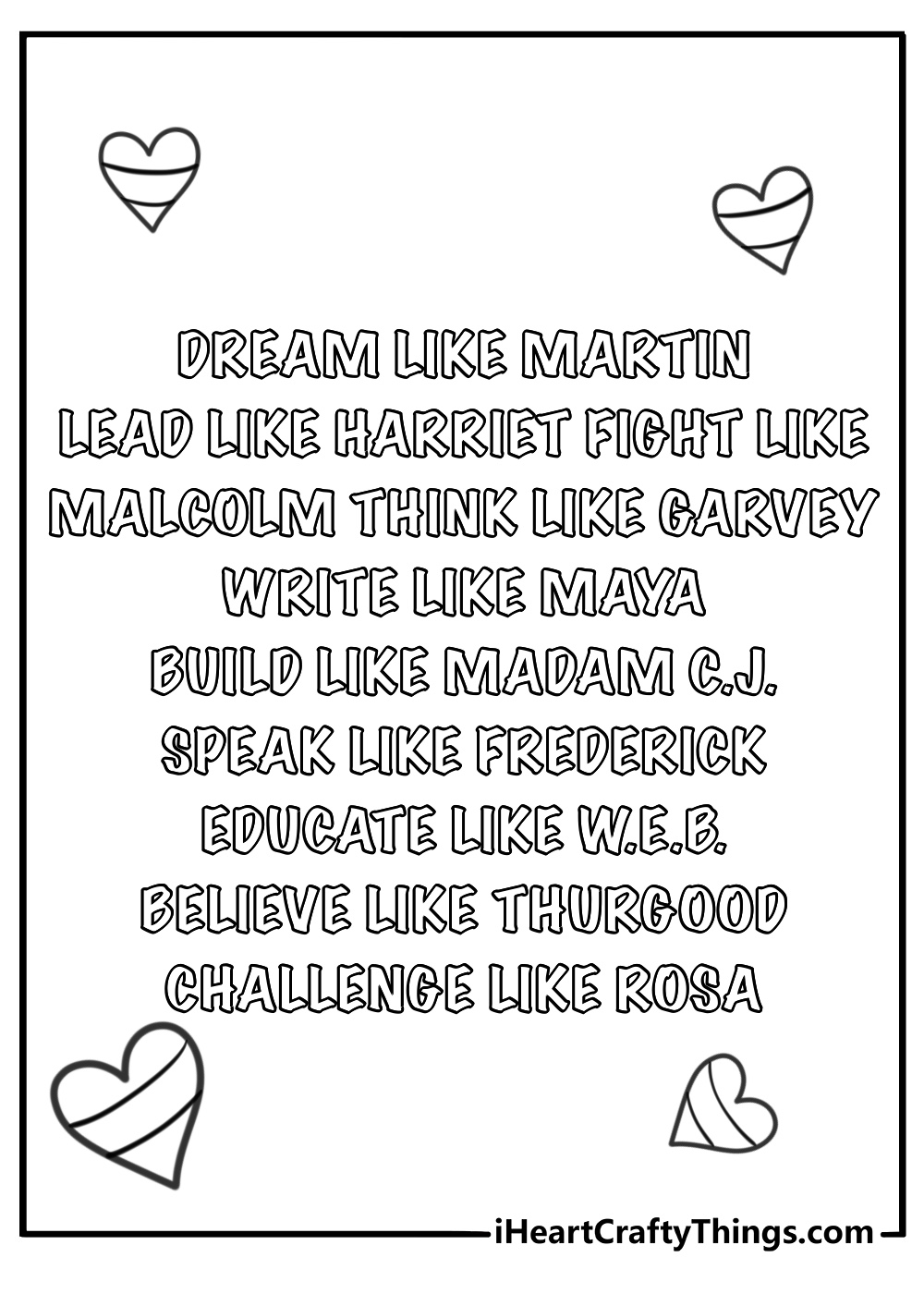 A timeline of black history month events free coloring page pdf