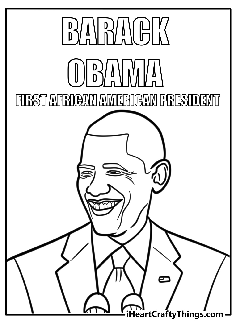 Barack Obama as the first african american president fun coloring sheet