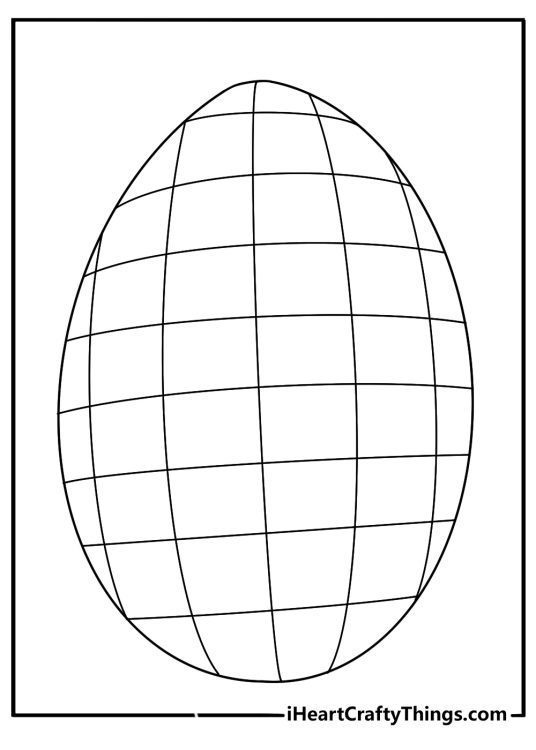 Checkerboard Easter egg simple coloring sheet free printable
