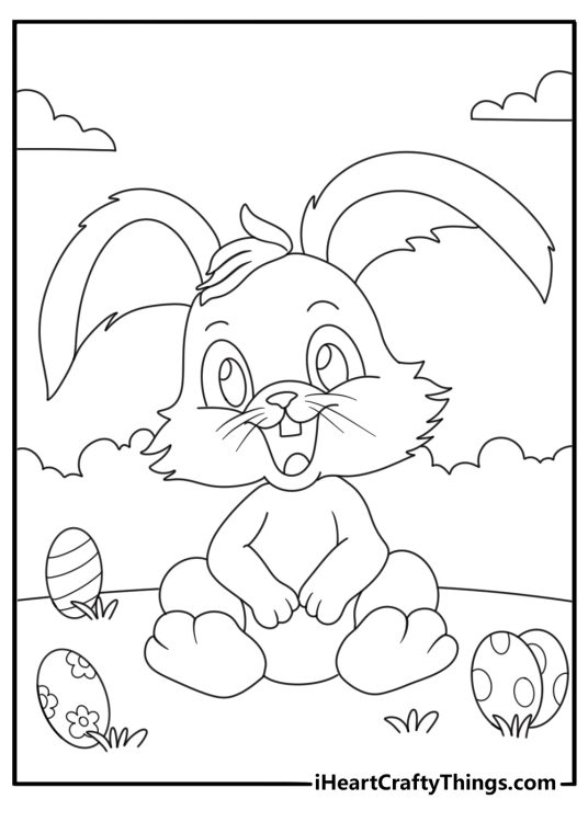 Happy Easter Bunny Coloring Page