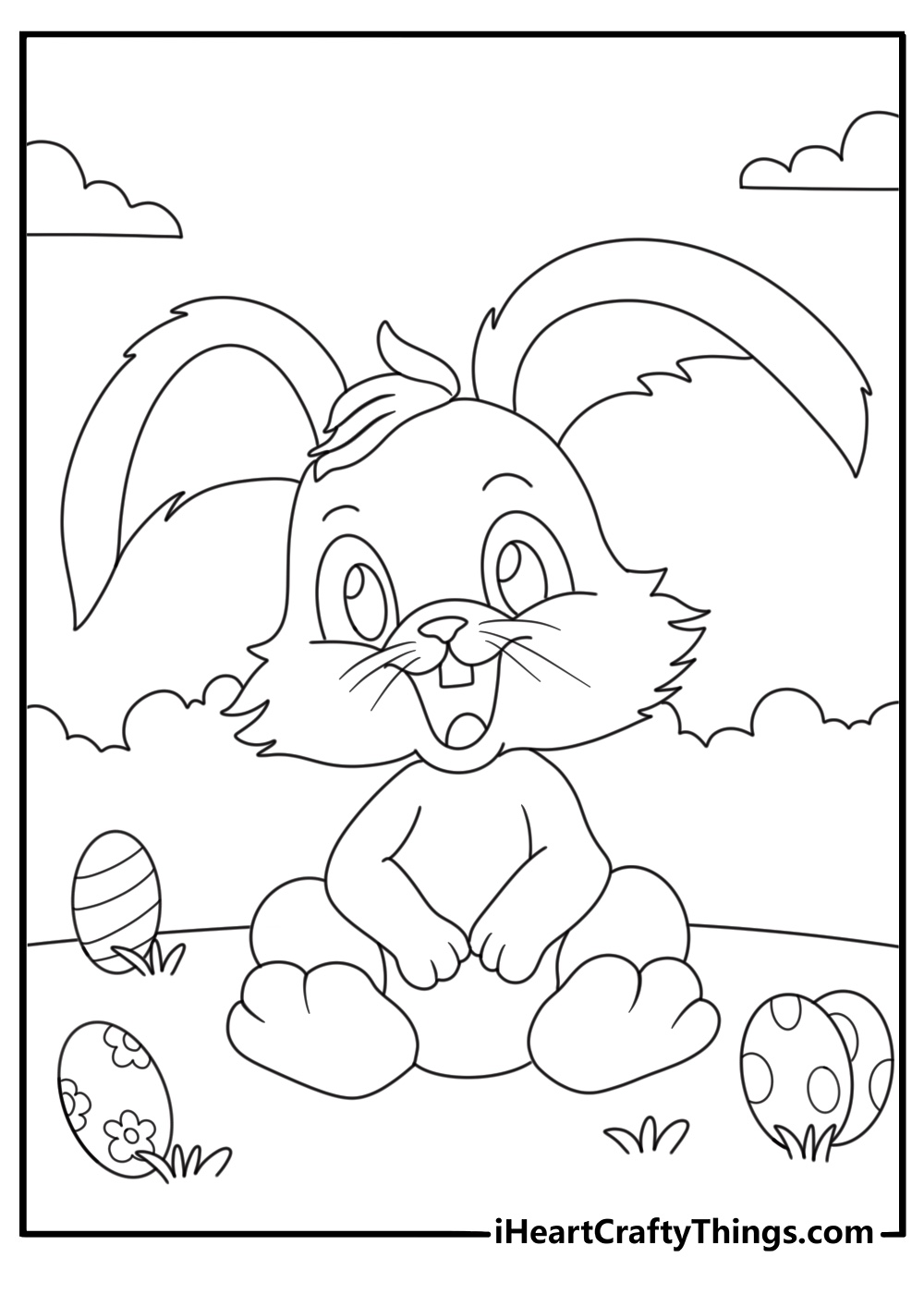 Happy Easter Bunny Coloring Page