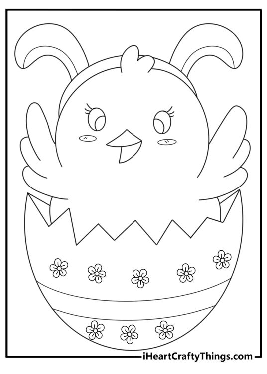 Happy Easter Chicks Coloring Page