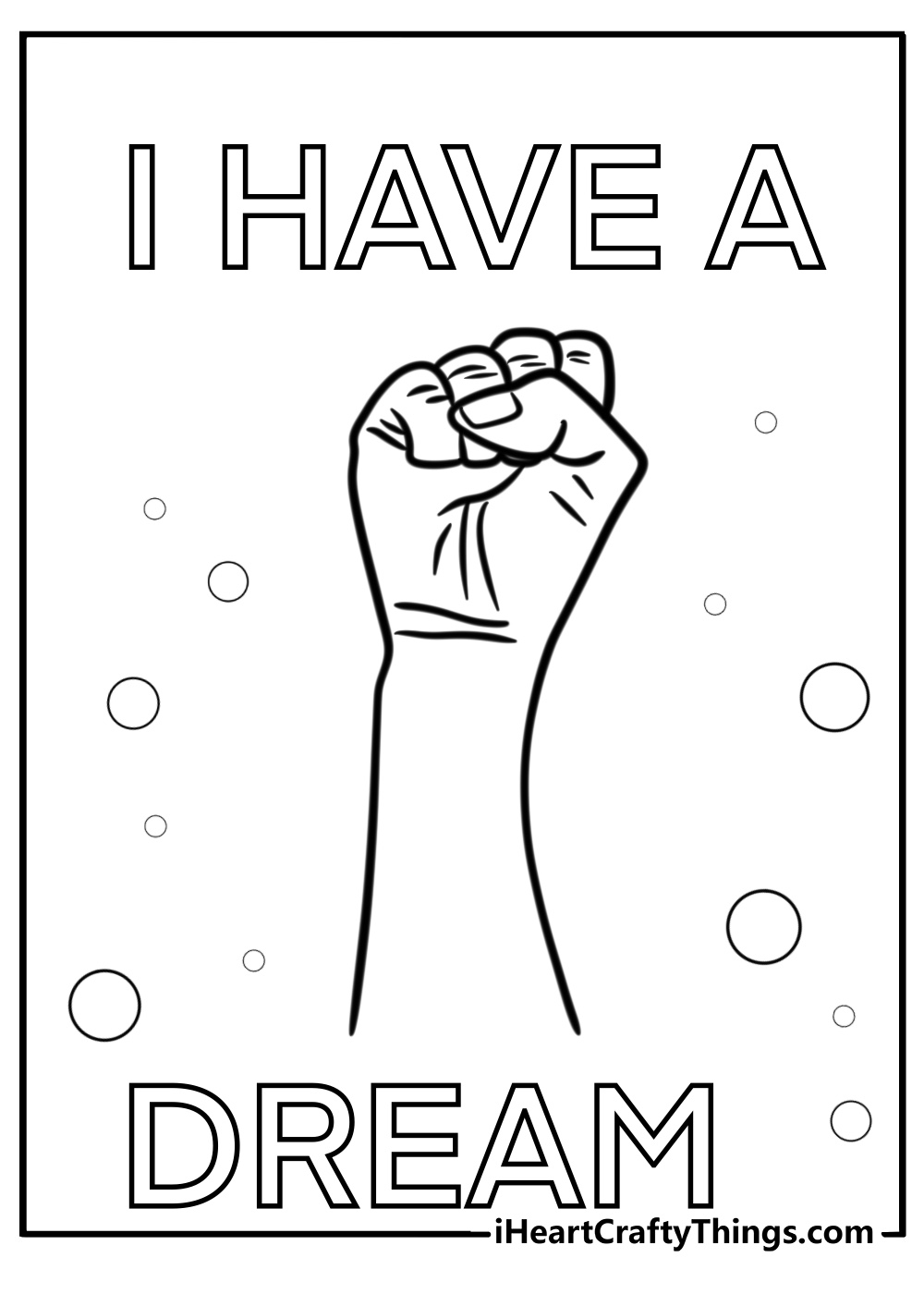 I have a dream speech words detailed coloring sheet