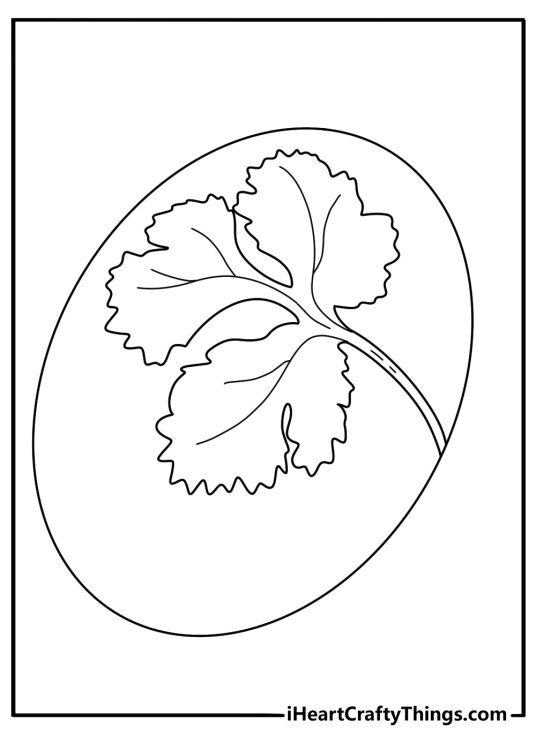 Leaf print Easter egg nature themed easy coloring page pdf