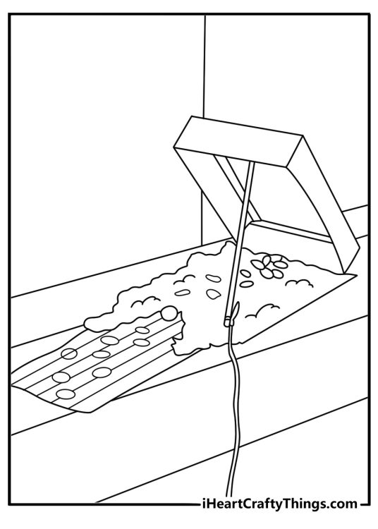 Leprechaun building a trap with a box and a string clever coloring page for kids