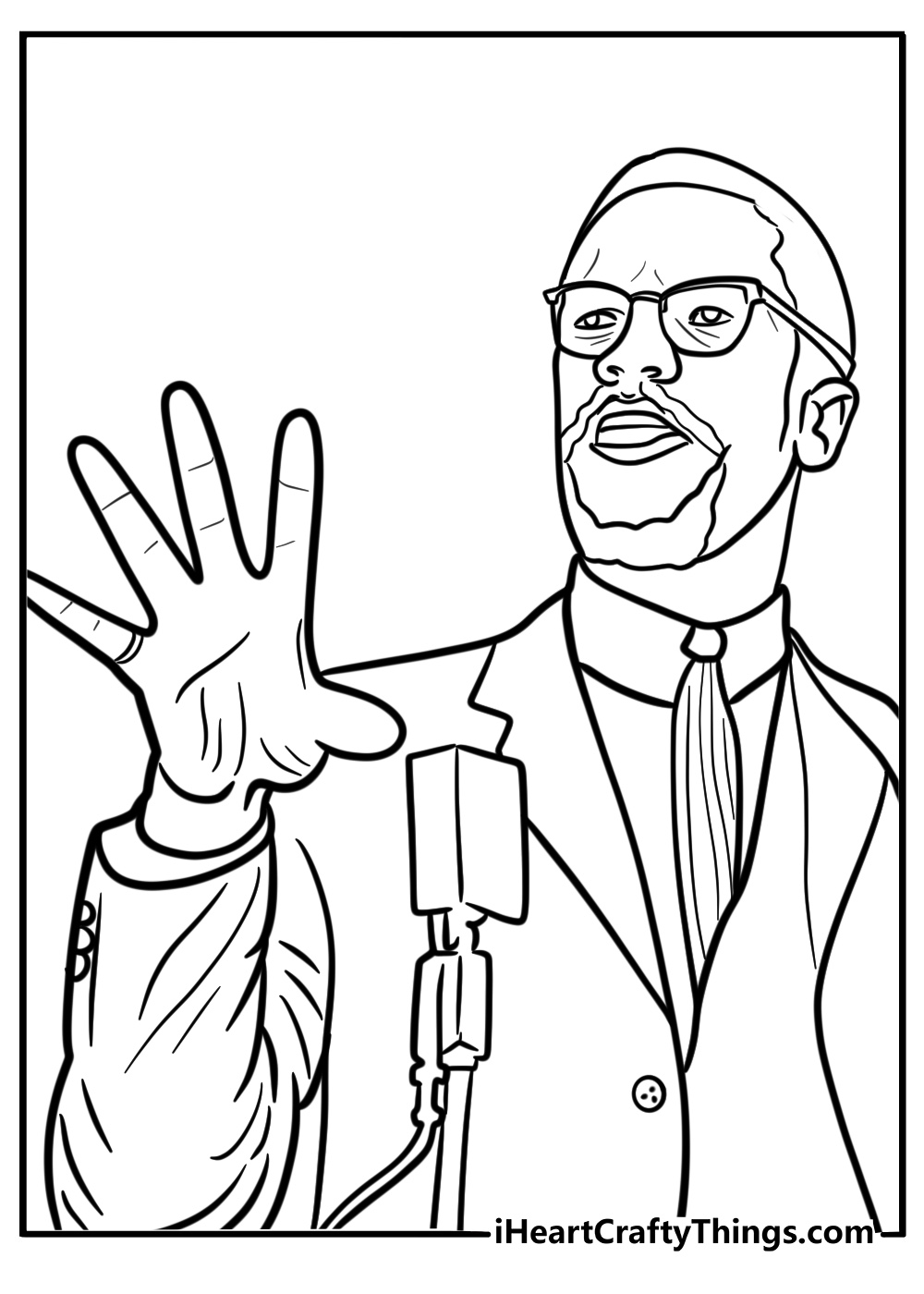 Malcolm x giving a powerful speech free printable coloring page