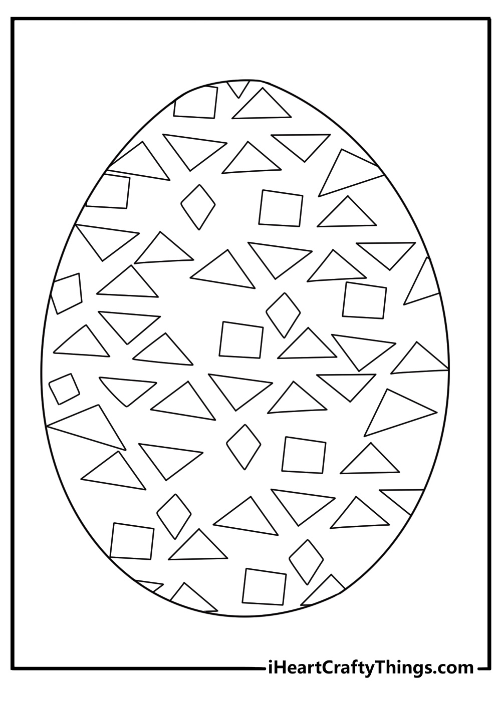 Mosaic tile Easter egg geometric detailed coloring sheet printable