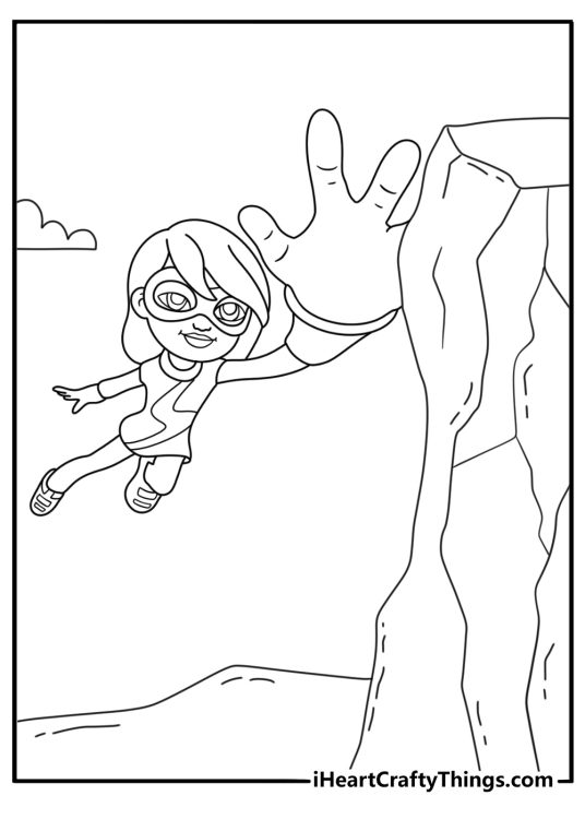 Ms Marvel stretches her arm to reach a high ledge in this coloring sheet