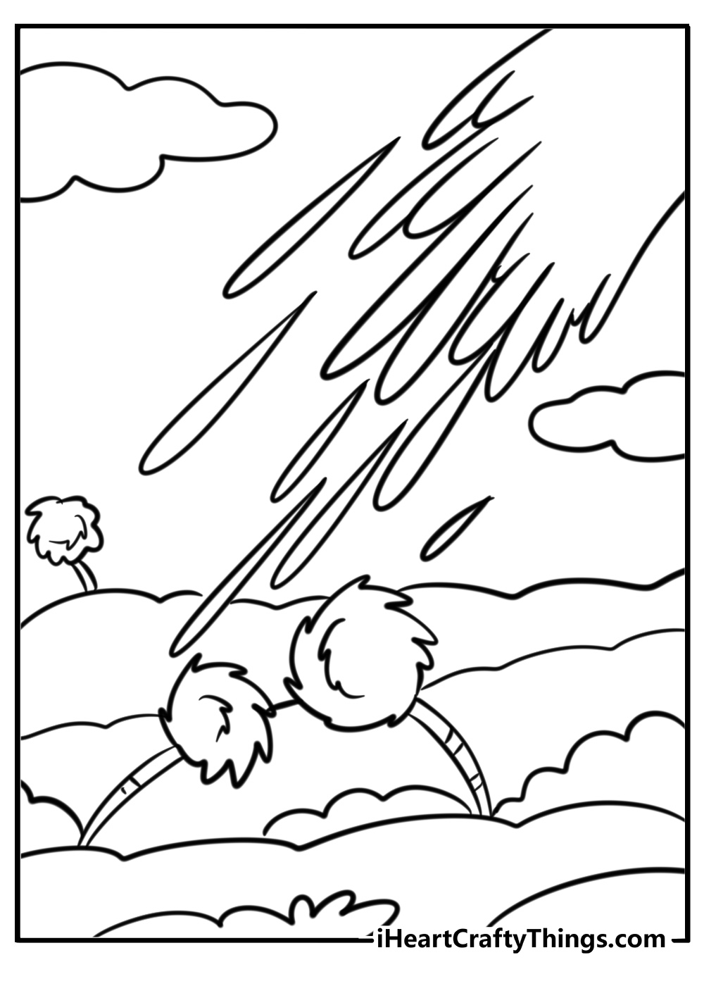 Oobleck dripping from the sky pdf seuss coloring page for kids to print