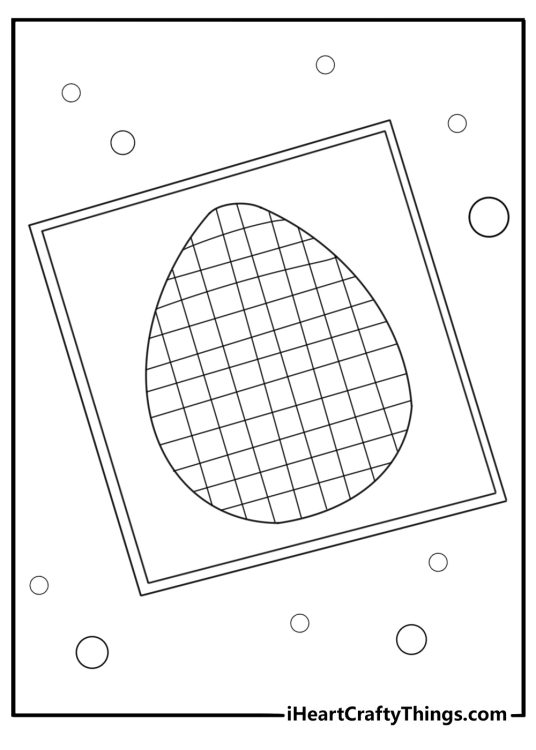 Patchwork quilt Easter egg cute kawaii coloring page for kids
