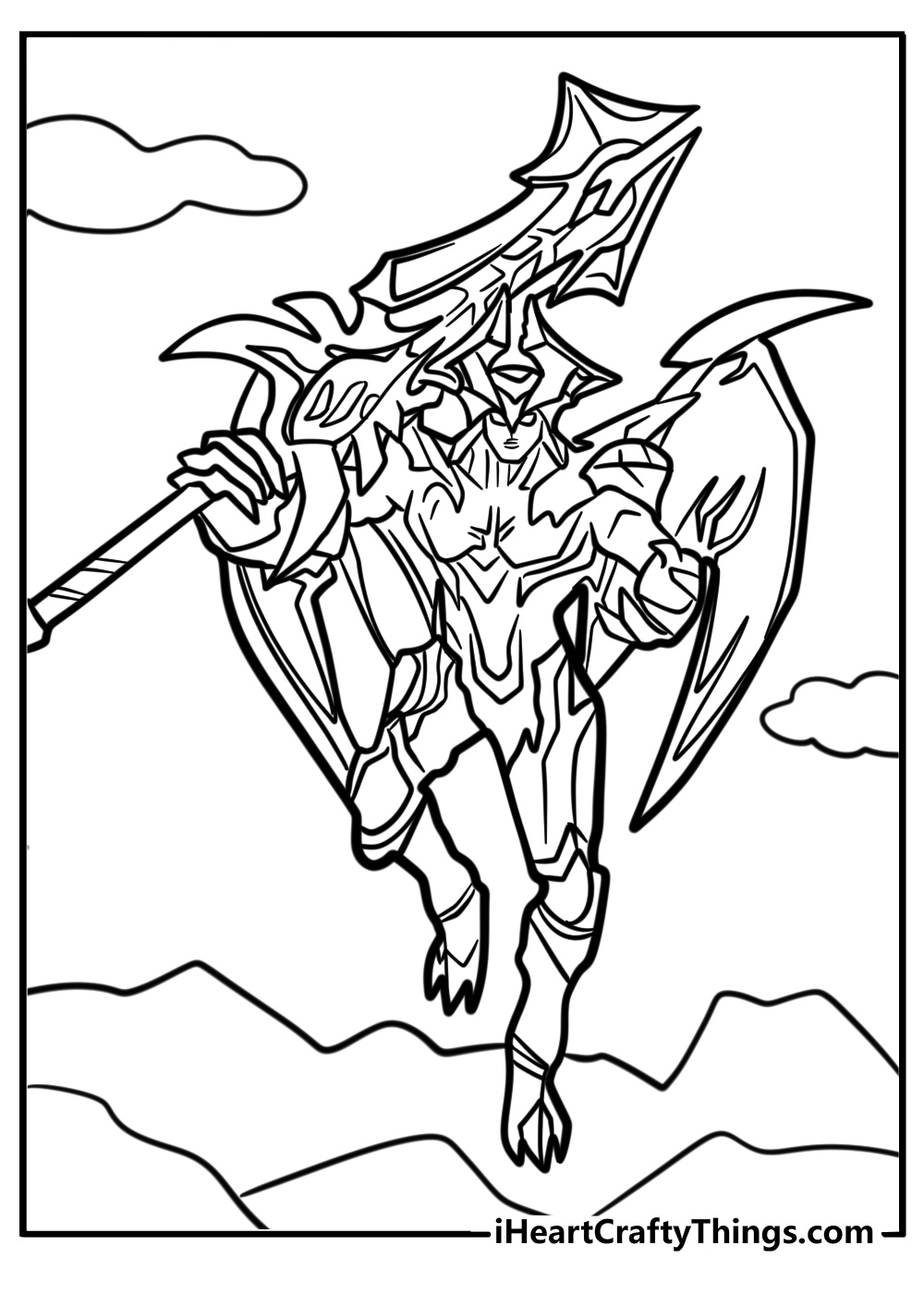 Aatrox brandishing his demon sword in a detailed league of legends pdf