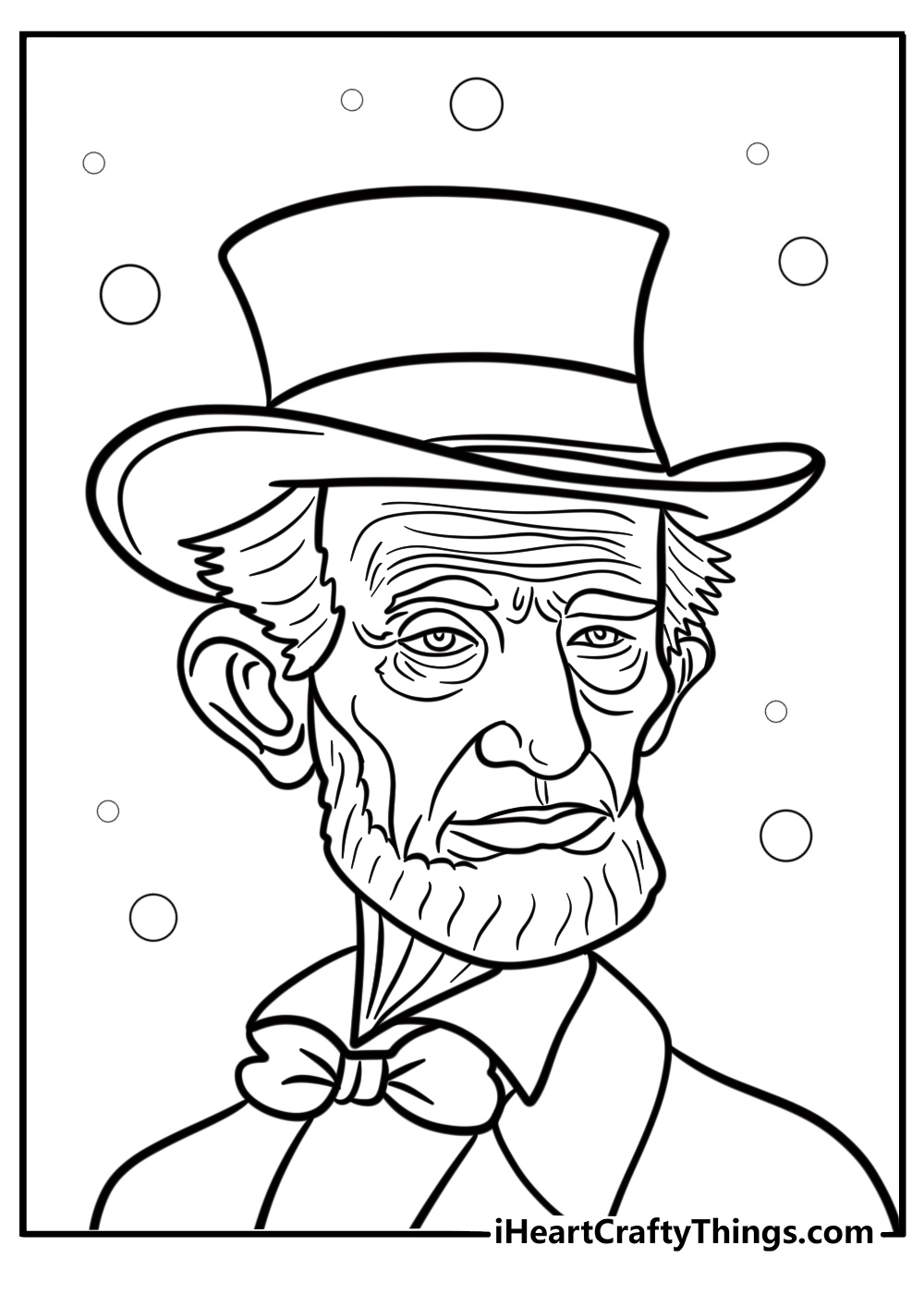 Abraham Lincoln in his top hat free coloring page