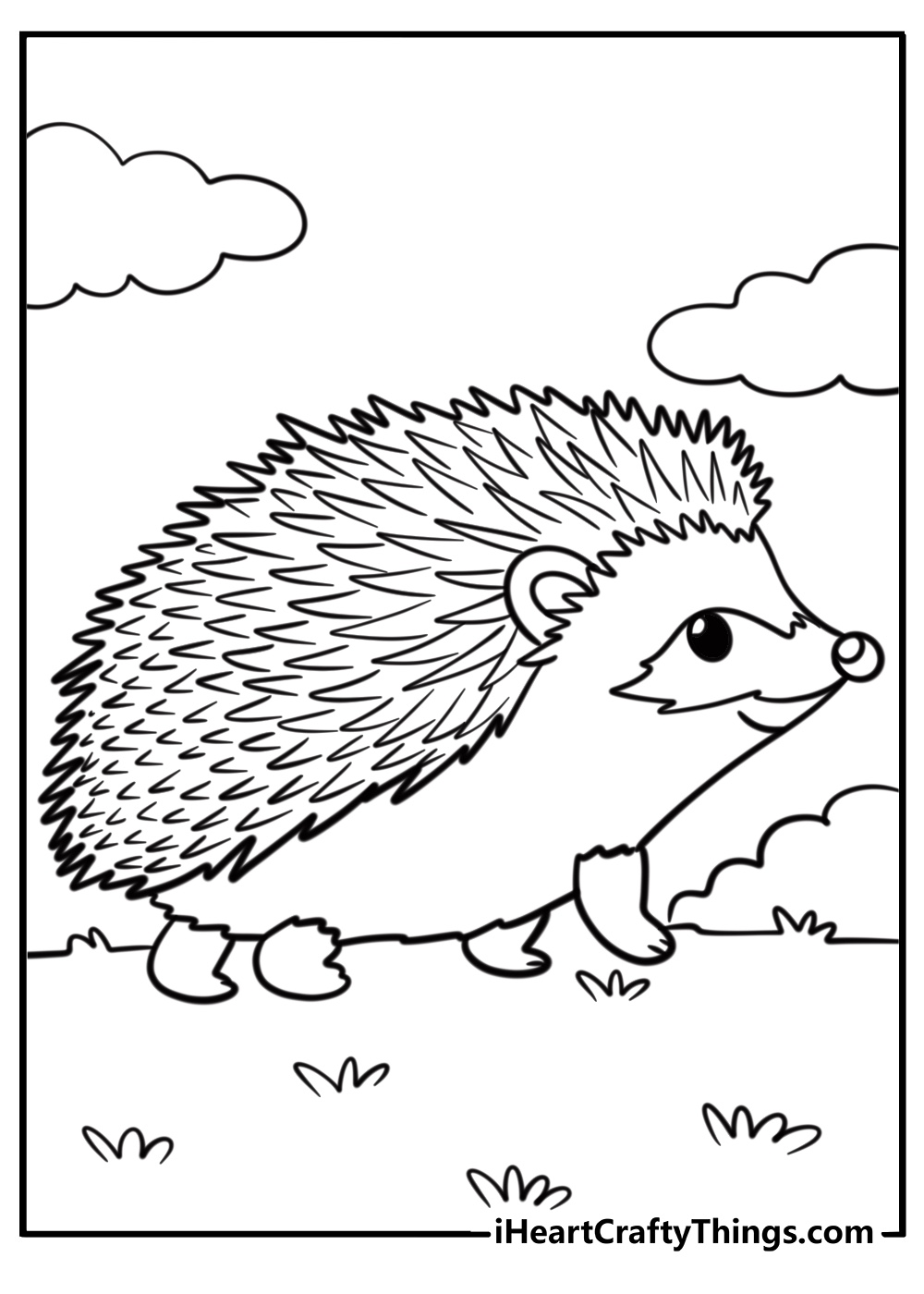 Adorable hedgehog with tiny spikes detailed pdf sheet