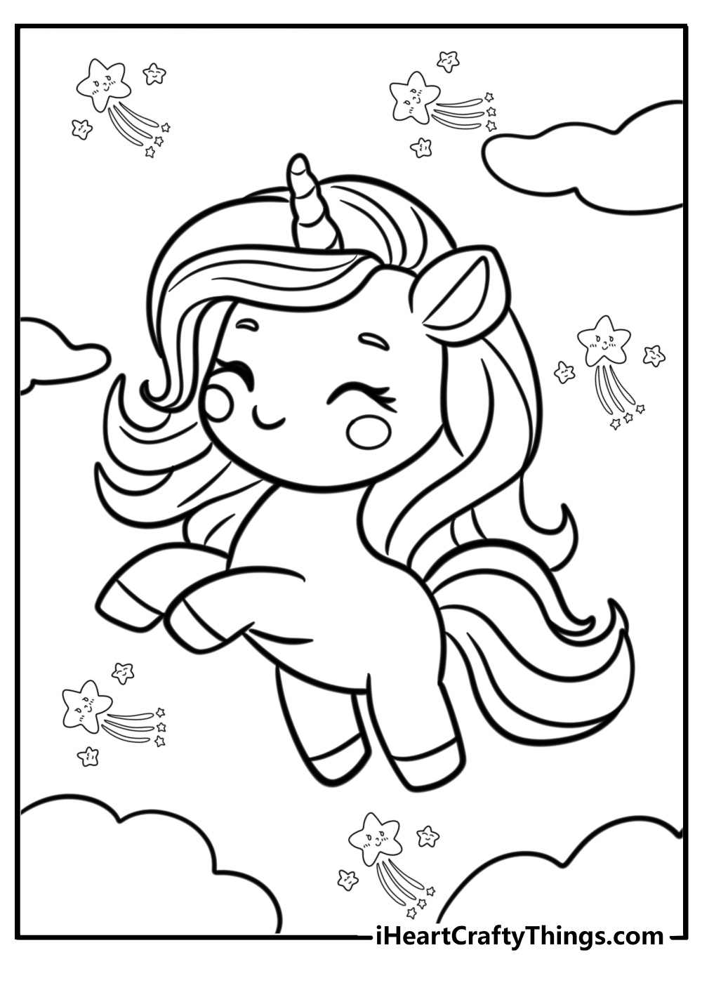 Alicorn spreading magic with its horn free printable page