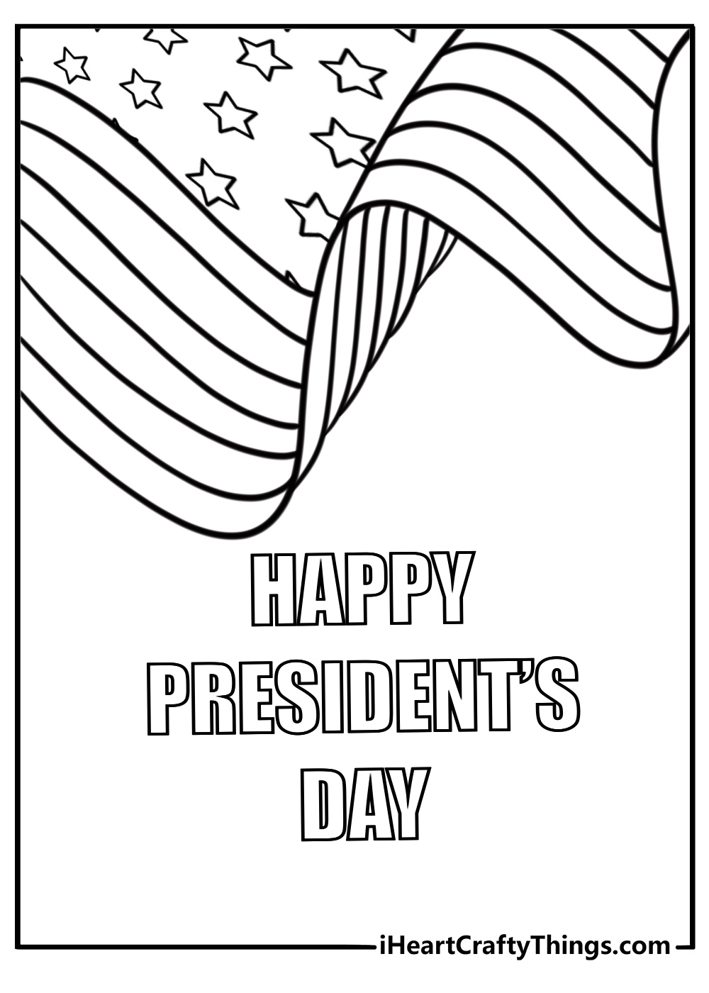 American flag waving on presidents day coloring page