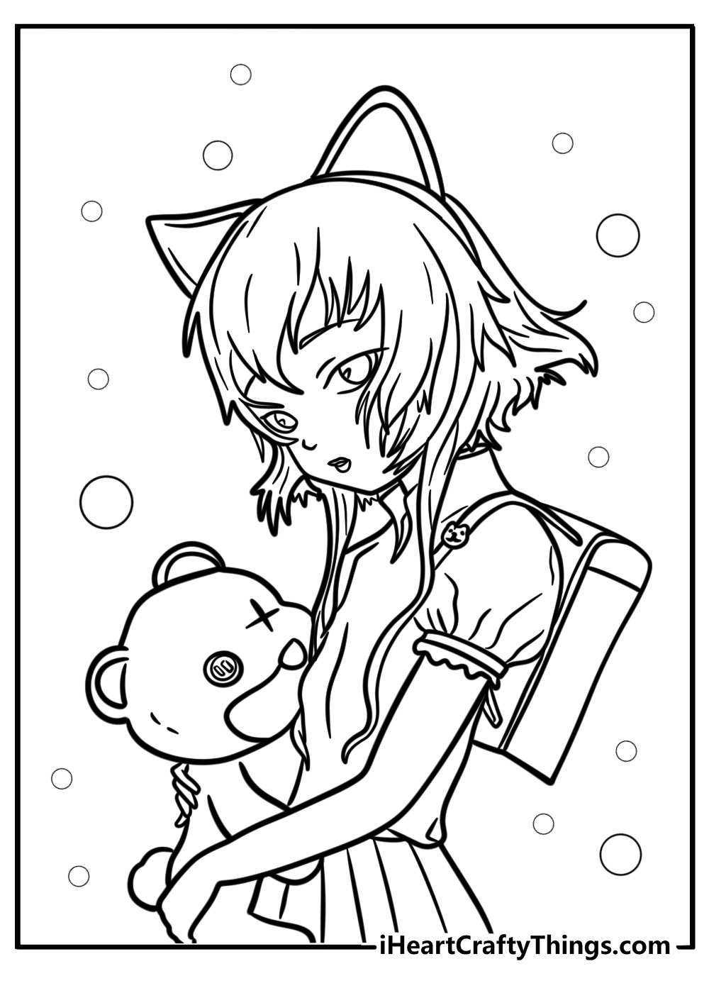 Annie hugging her teddy bear in a printable league of legends pdf