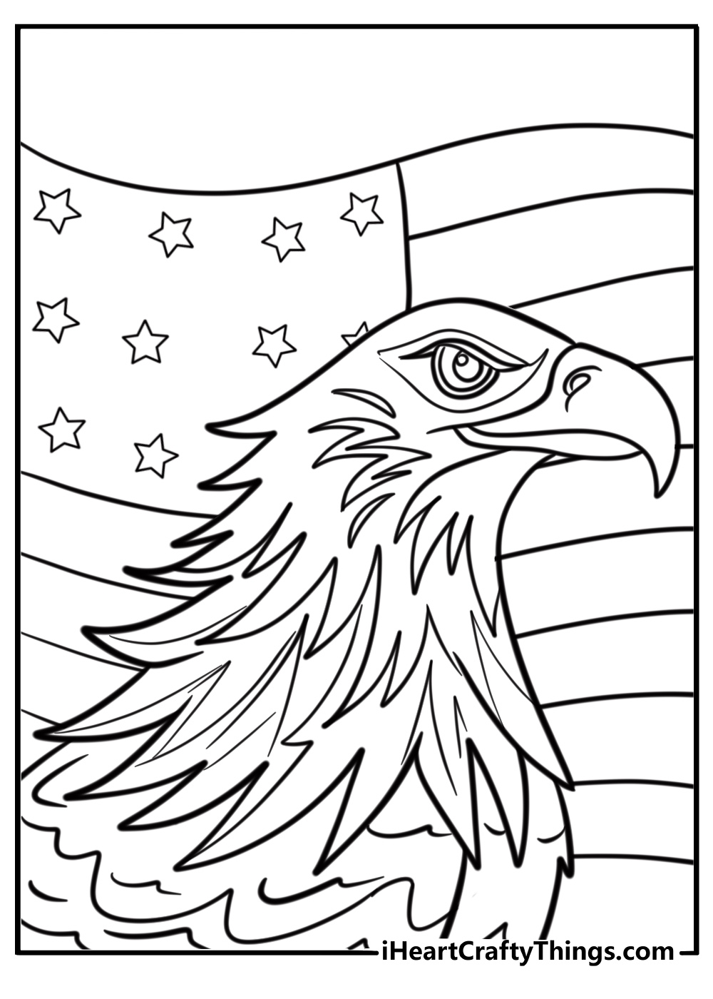 Bald eagle with american flag fun presidents day coloring page