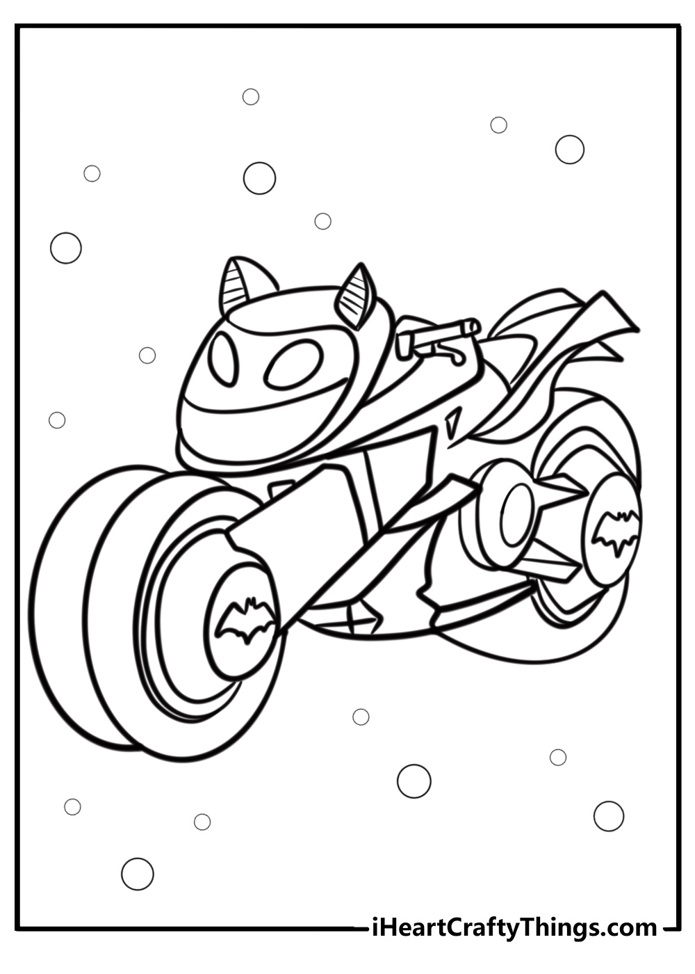 Batwheels batcycle with cool designs coloring page for kids