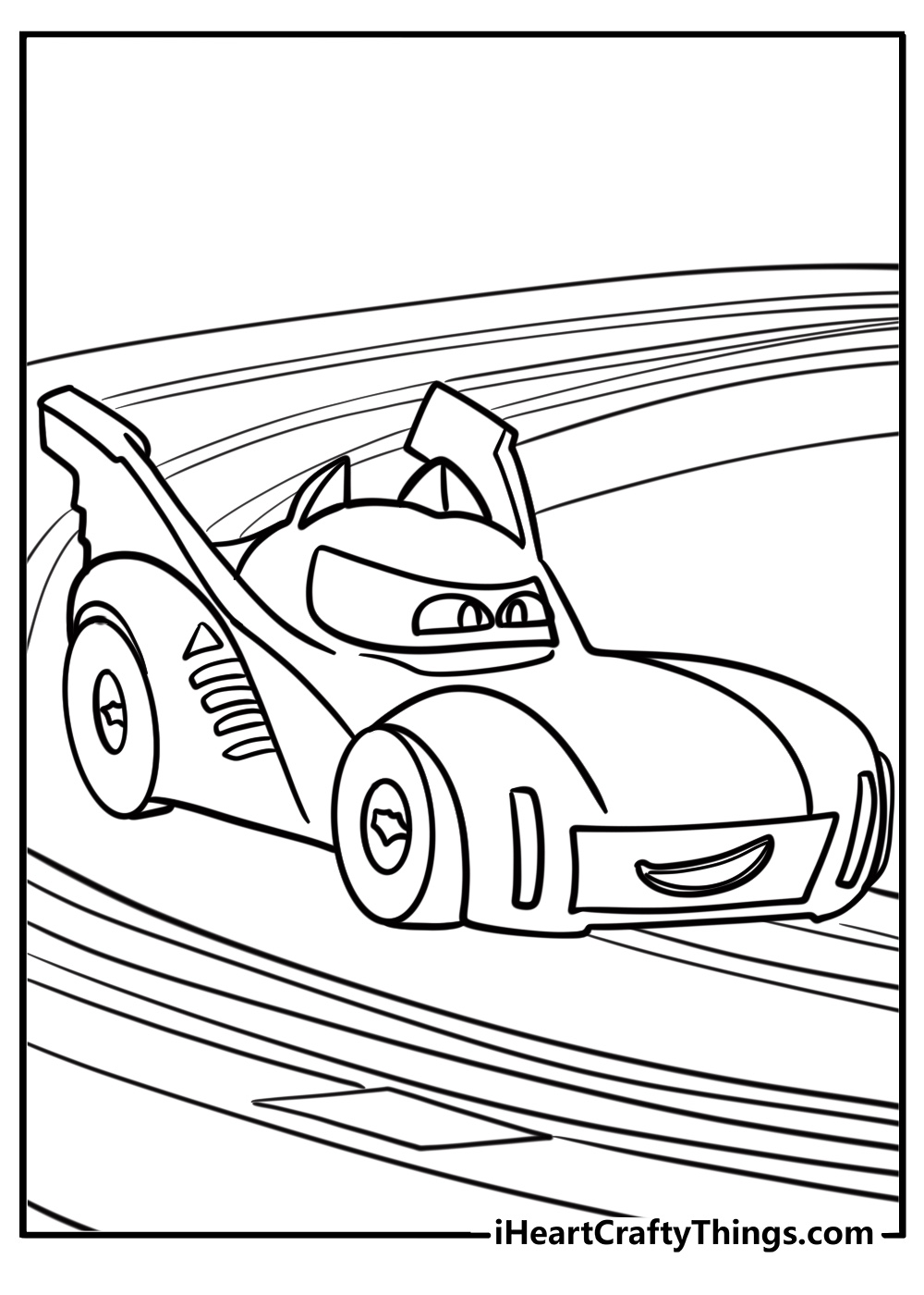 Batwheels batmobile racing coloring page for kids