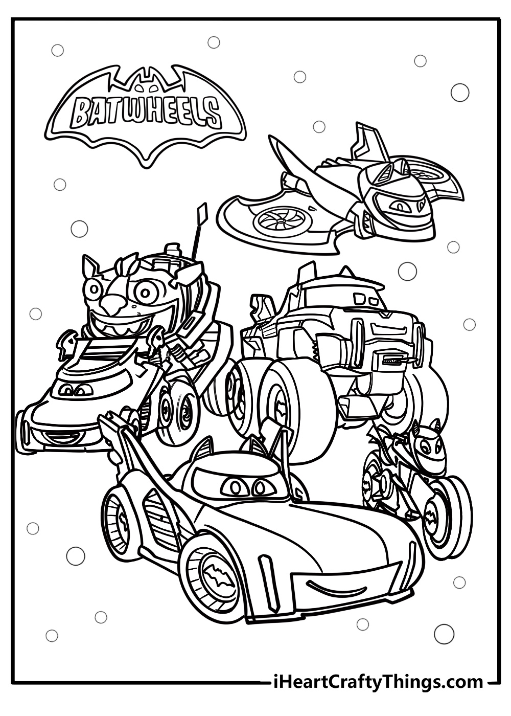 Batwheels gang ready for adventure detailed coloring sheet