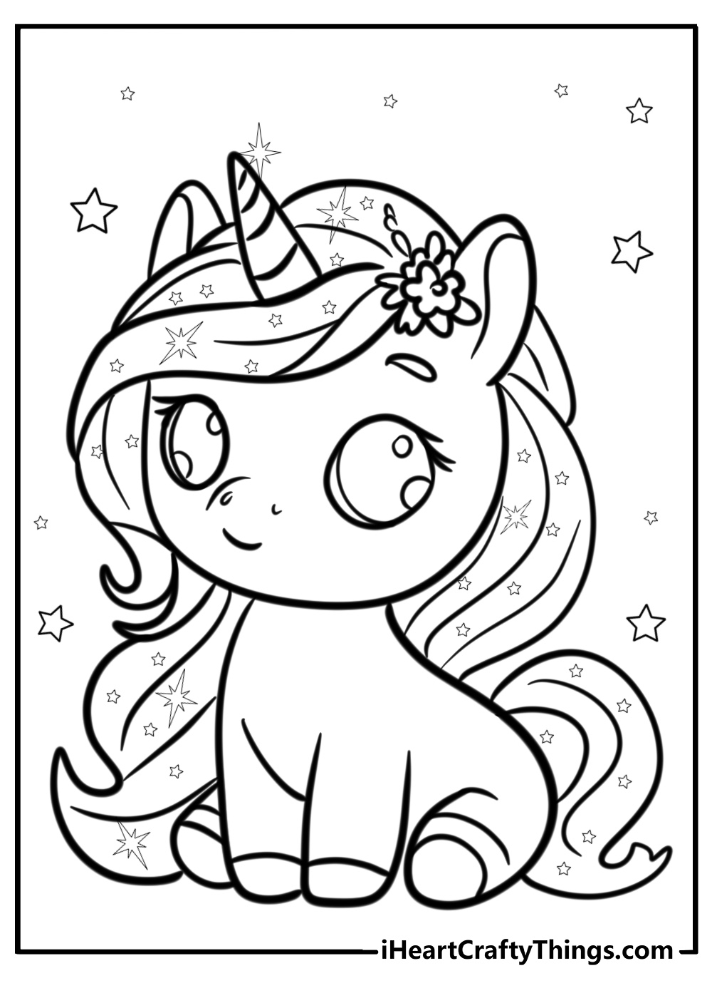 Beautiful alicorn with sparkling wings coloring sheet