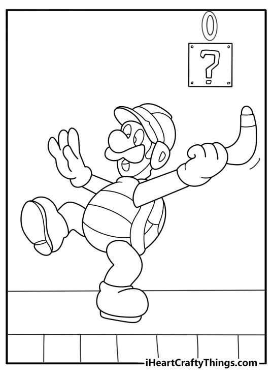 boomerang luigi tossing a boomerang detailed coloring sheet for adults