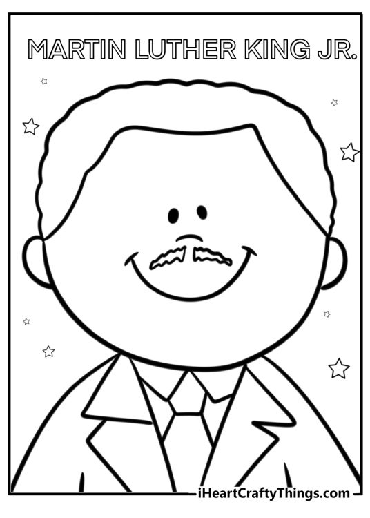 Cartoon martin luther king jr smiling fun printable coloring sheet