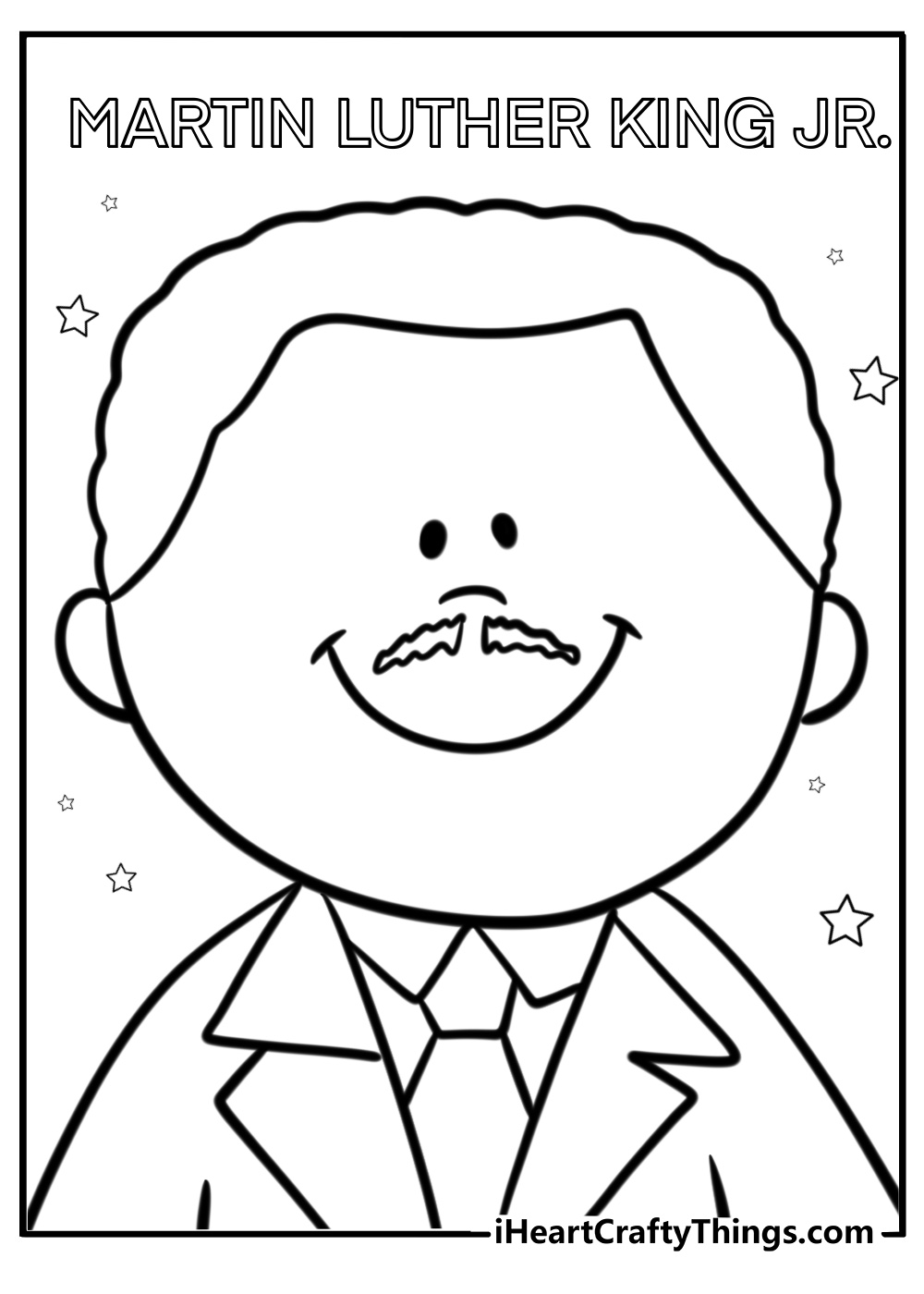 Cartoon martin luther king jr smiling fun printable coloring sheet