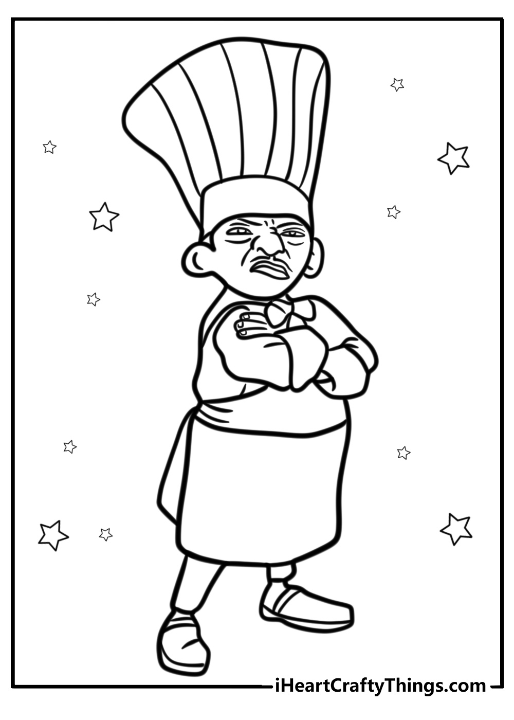 Chef skinner looking angry detailed ratatouille coloring sheet