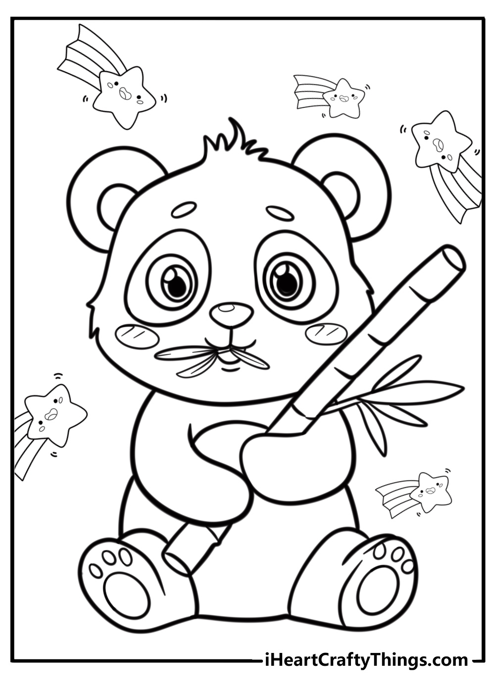 Chubby panda eating bamboo free pdf sheet to color