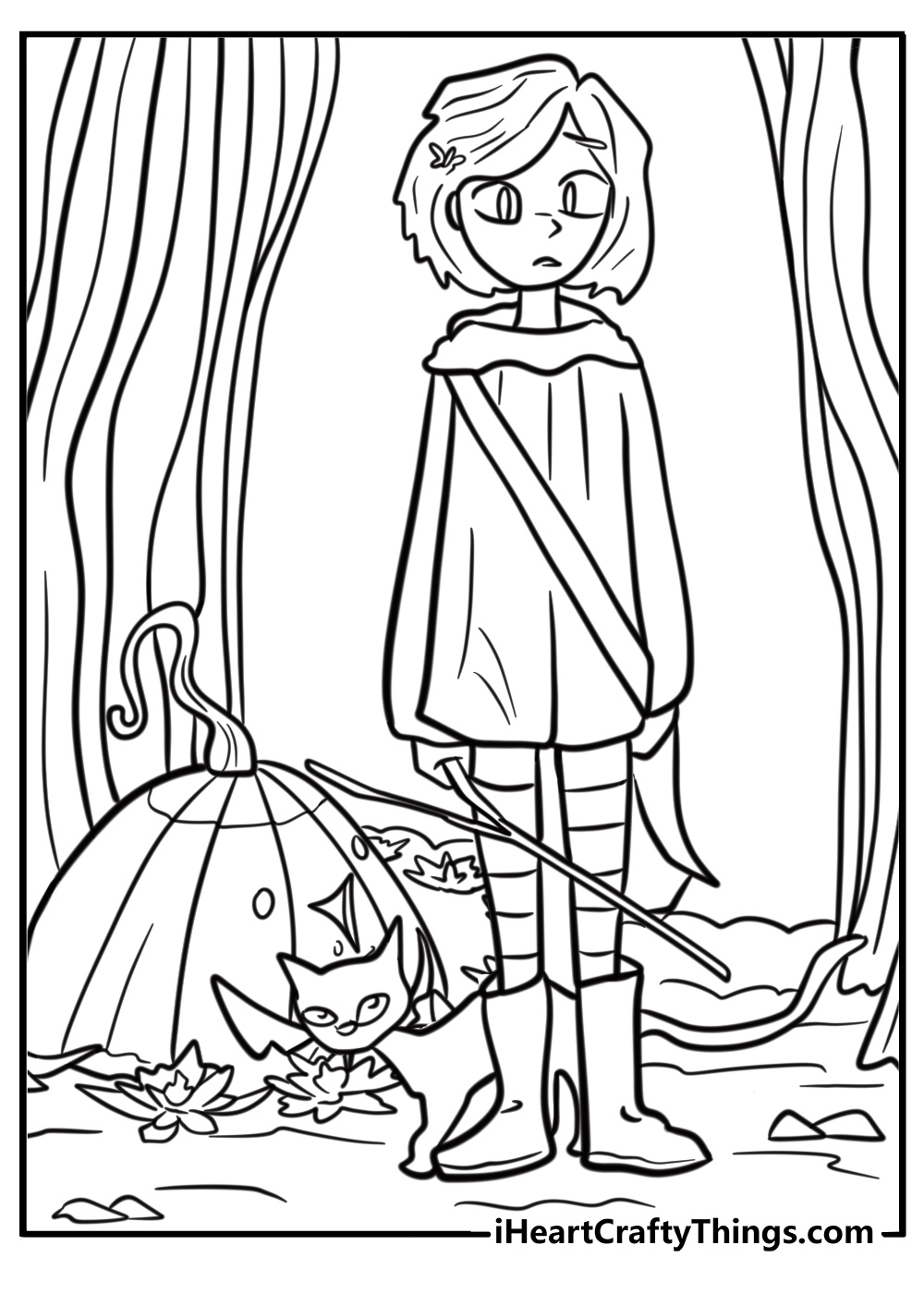 Coraline in the magical garden coloring page