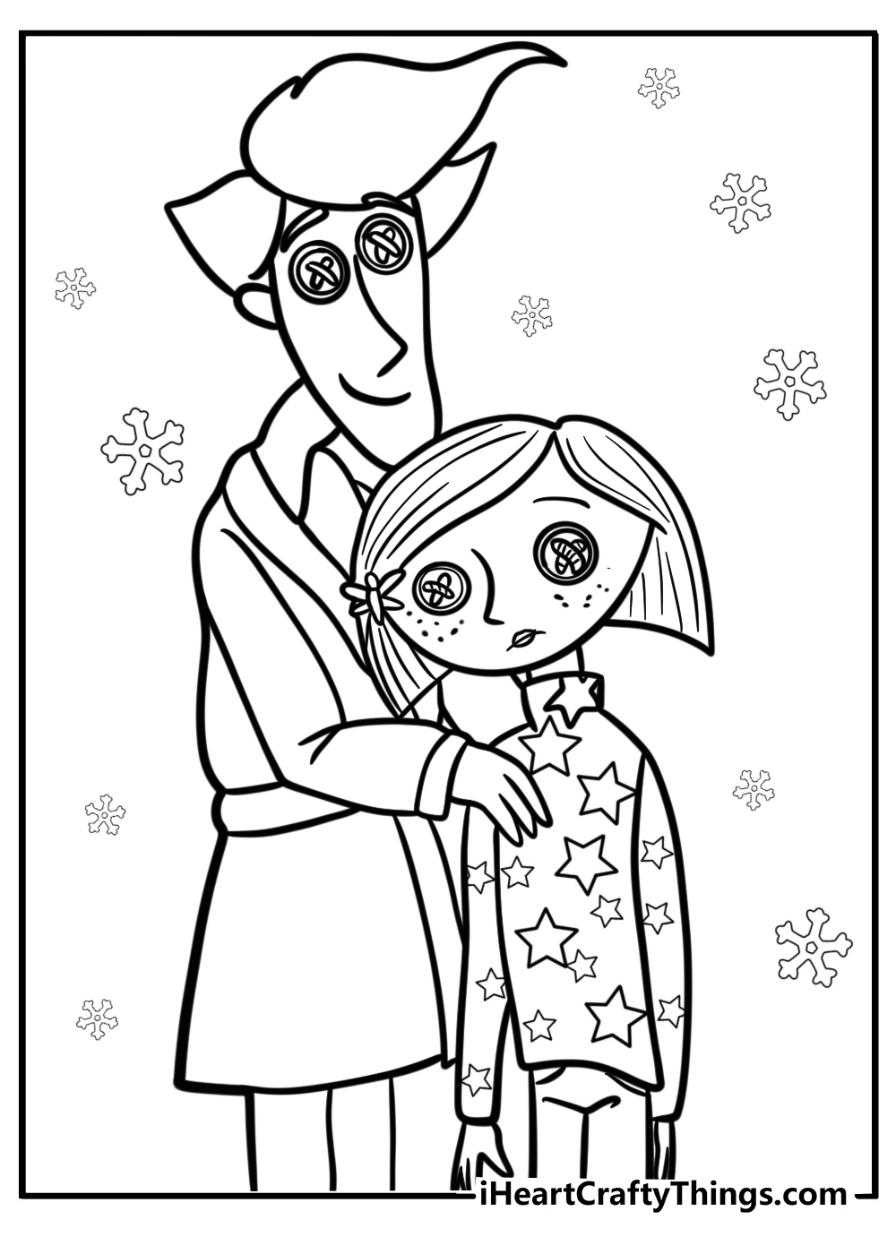 Coraline meeting the other father free coloring page pdf