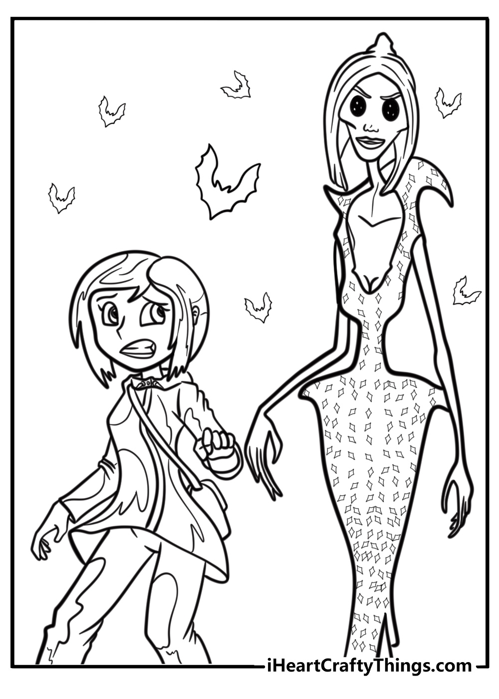 Coraline running from the other mother fun coloring sheet