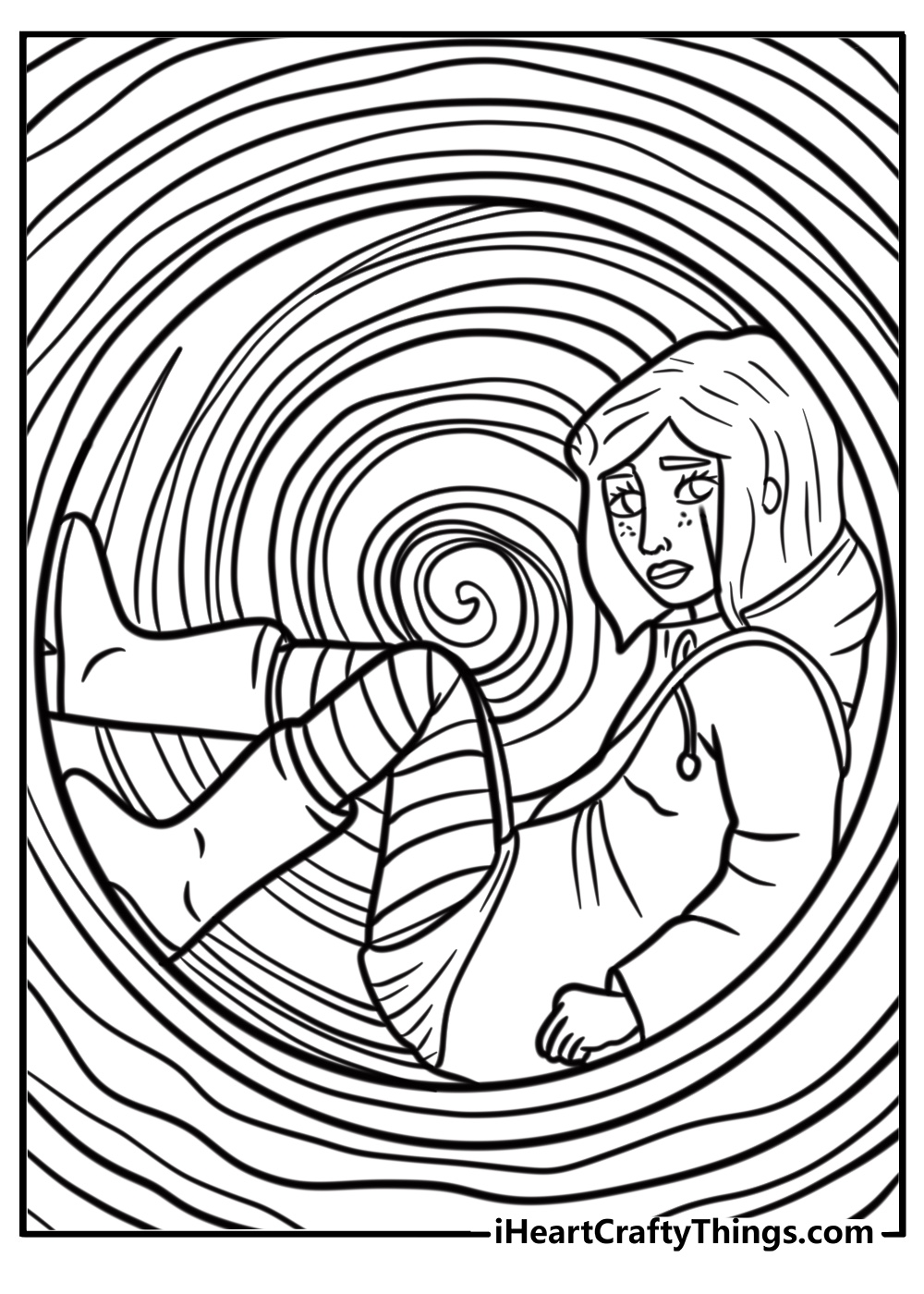 Coraline walking through the other world door coloring sheet
