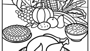 Cornucopia on a festive table coloring page