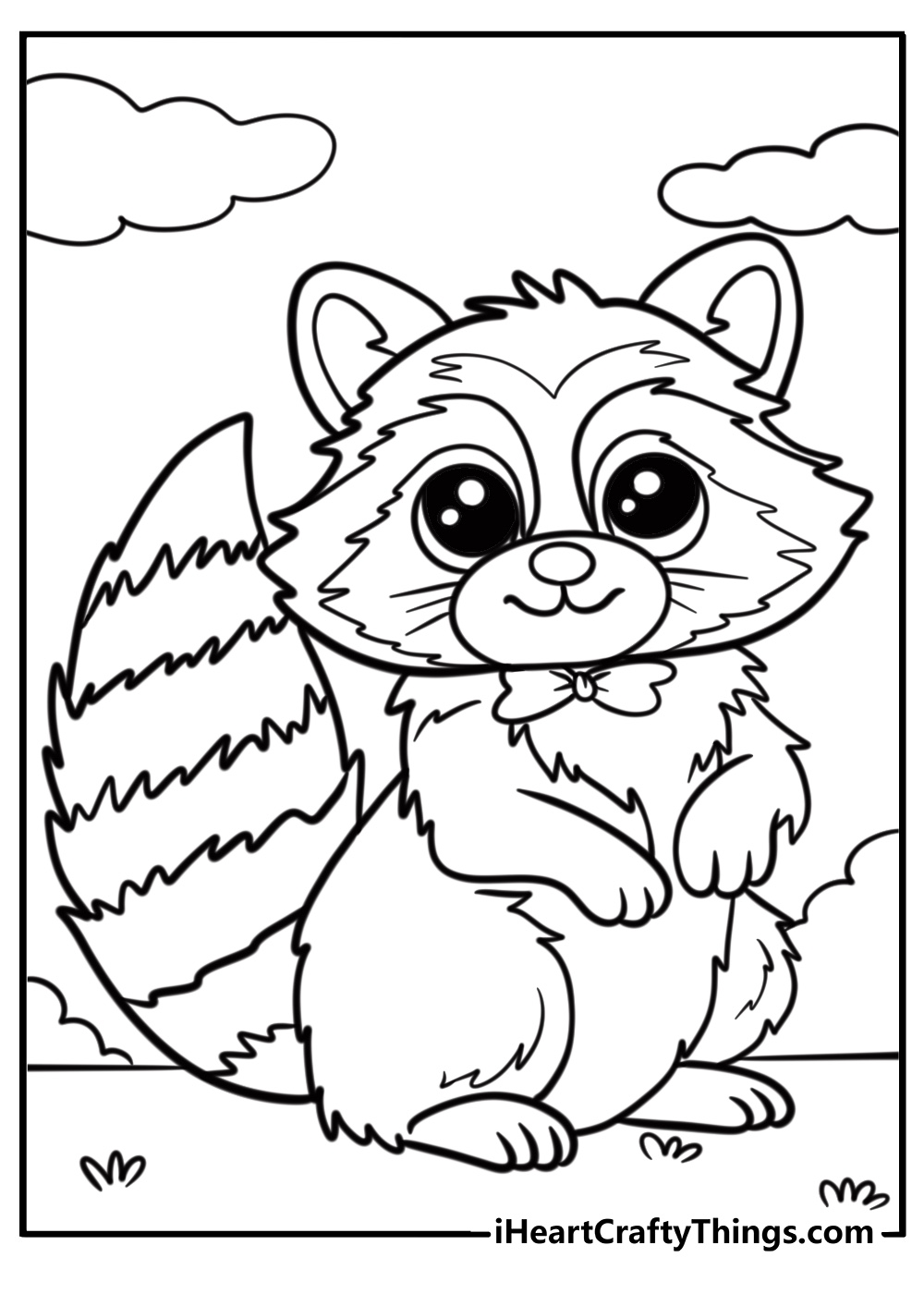 Cute raccoon wearing a bow tie free detailed pdf