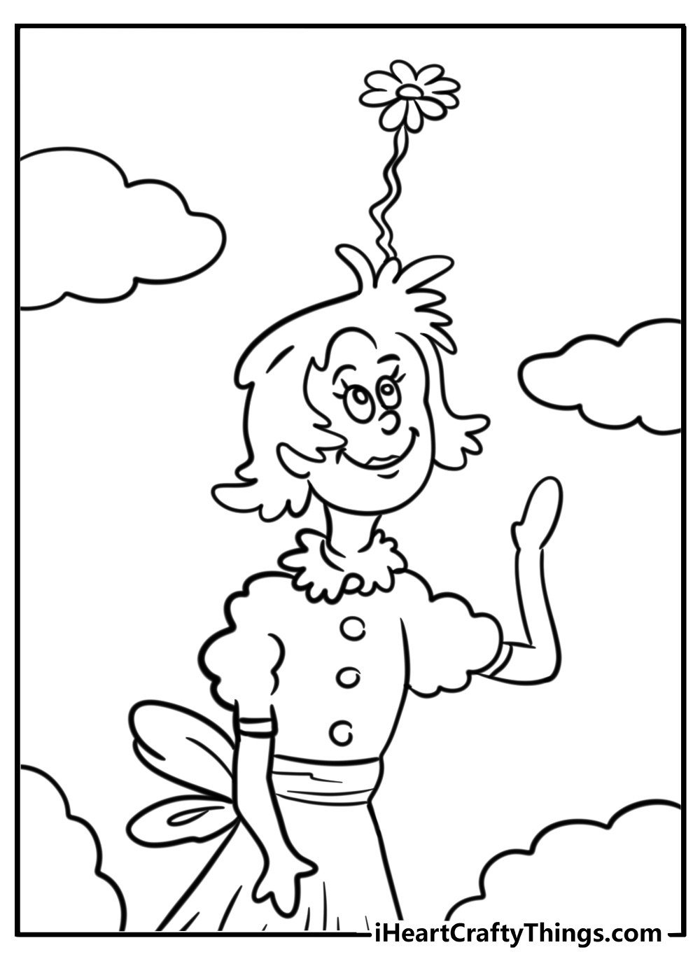 Daisy head mayzie with a flower sprouting fun dr seuss coloring page to print