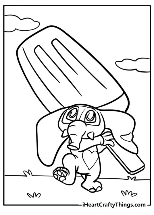 Finnick holding a popsicle free coloring page pdf
