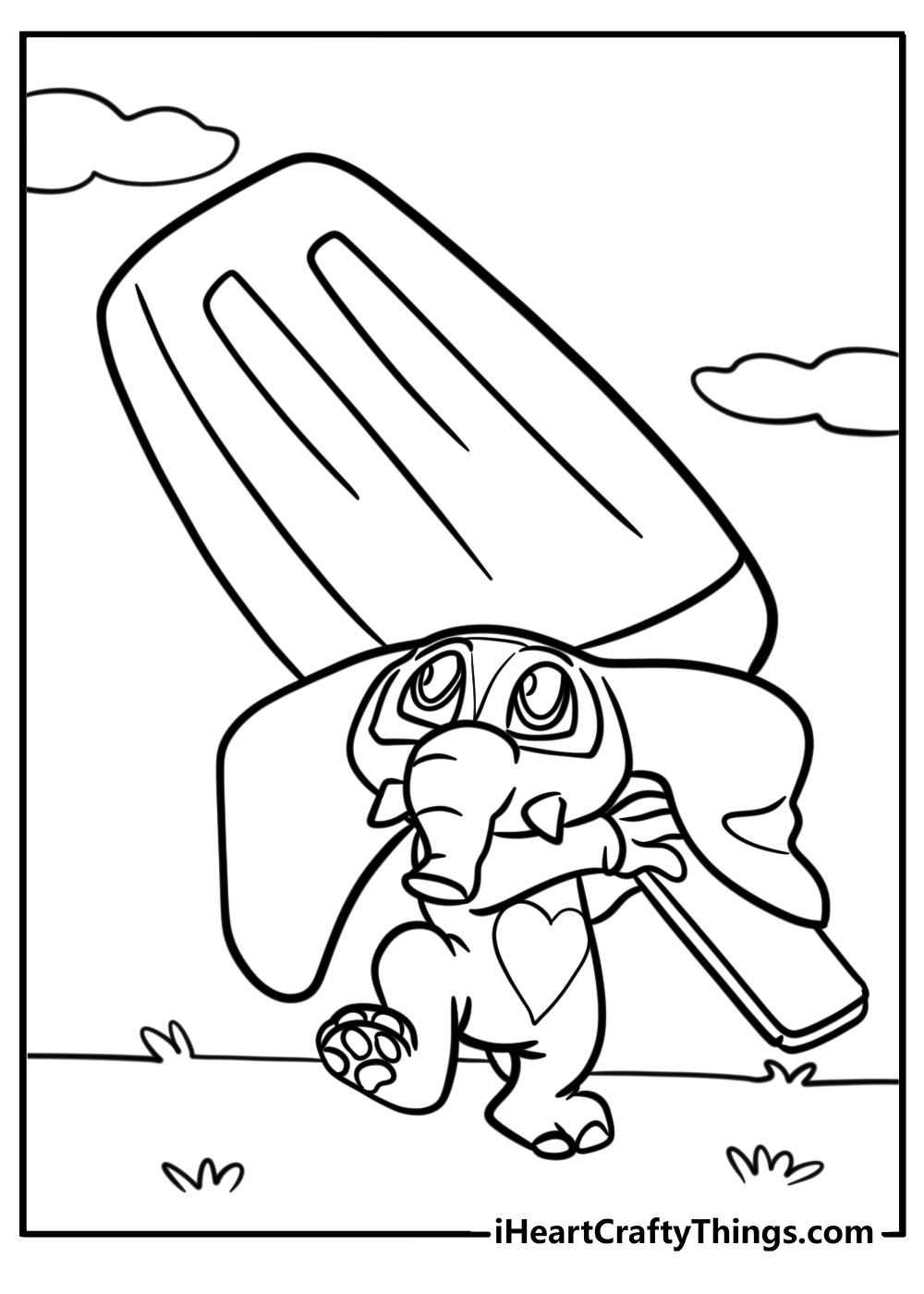 Finnick holding a popsicle free coloring page pdf