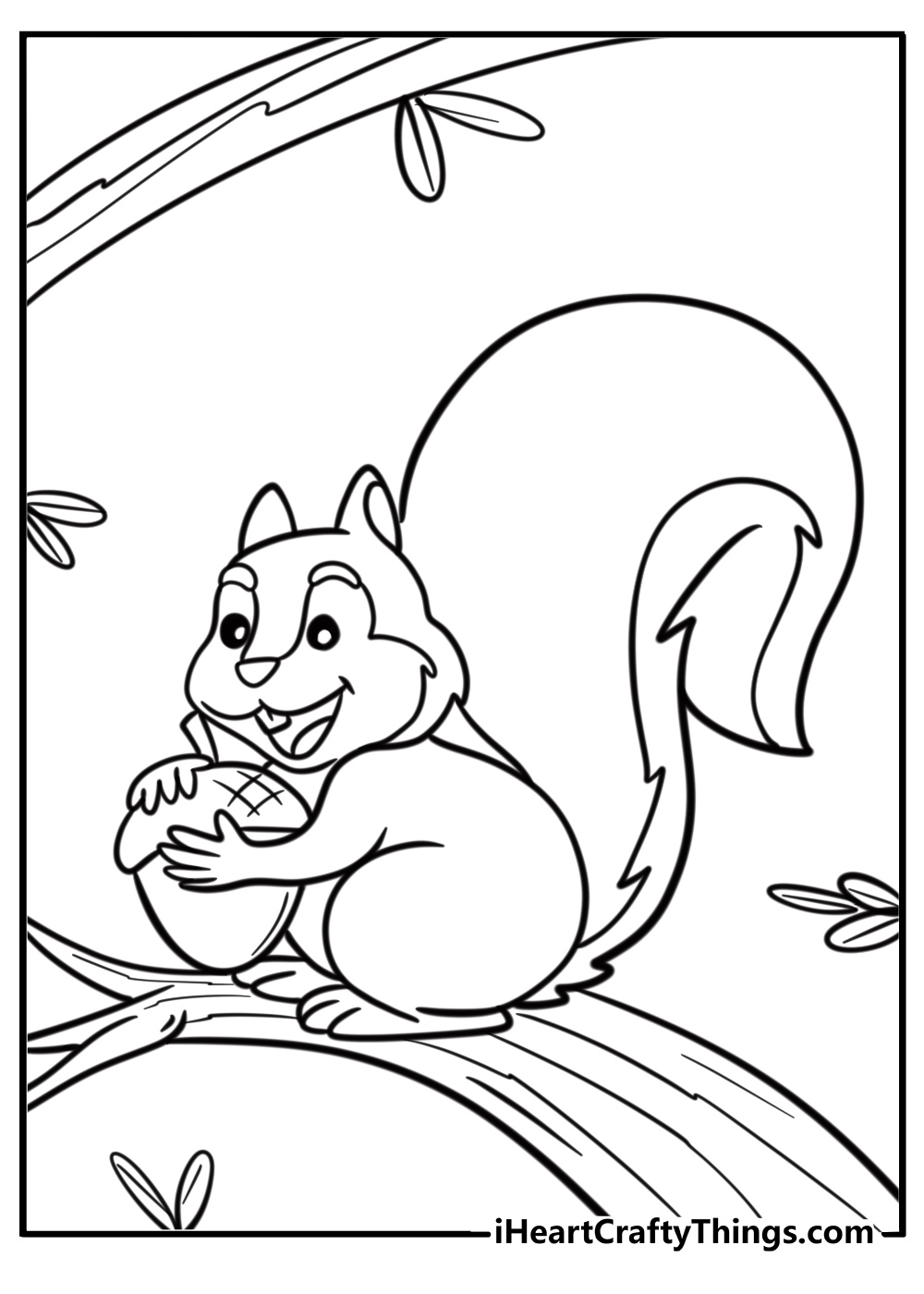 Fluffy squirrel holding an acorn free detailed sheet