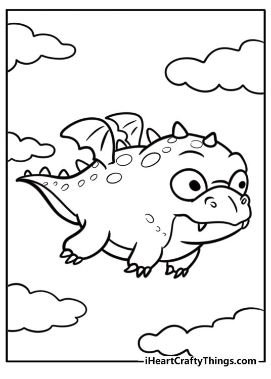 Friendly dragon with tiny wings fun pdf for kids to color
