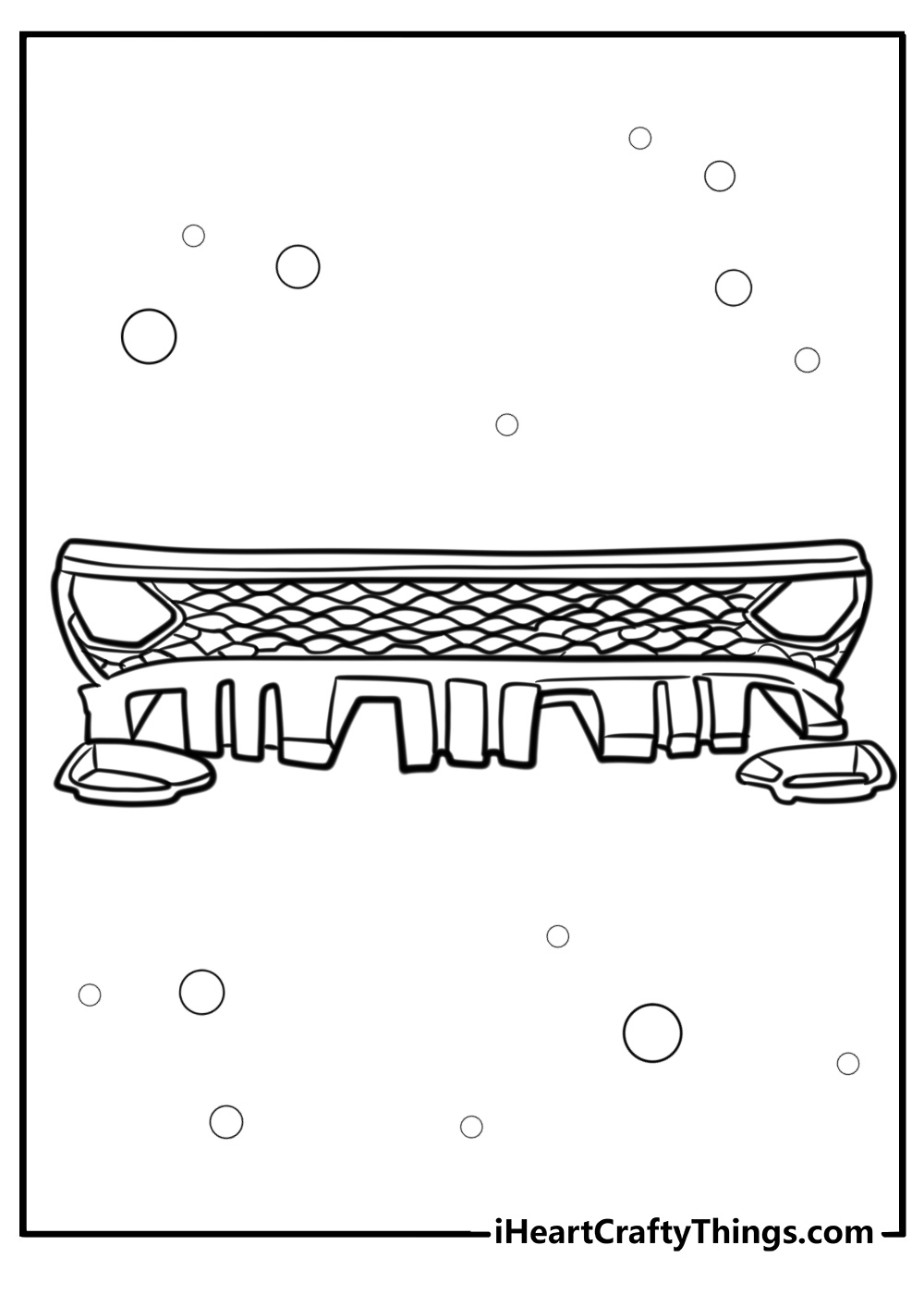 Front grill of the hellcat car free printable coloring page