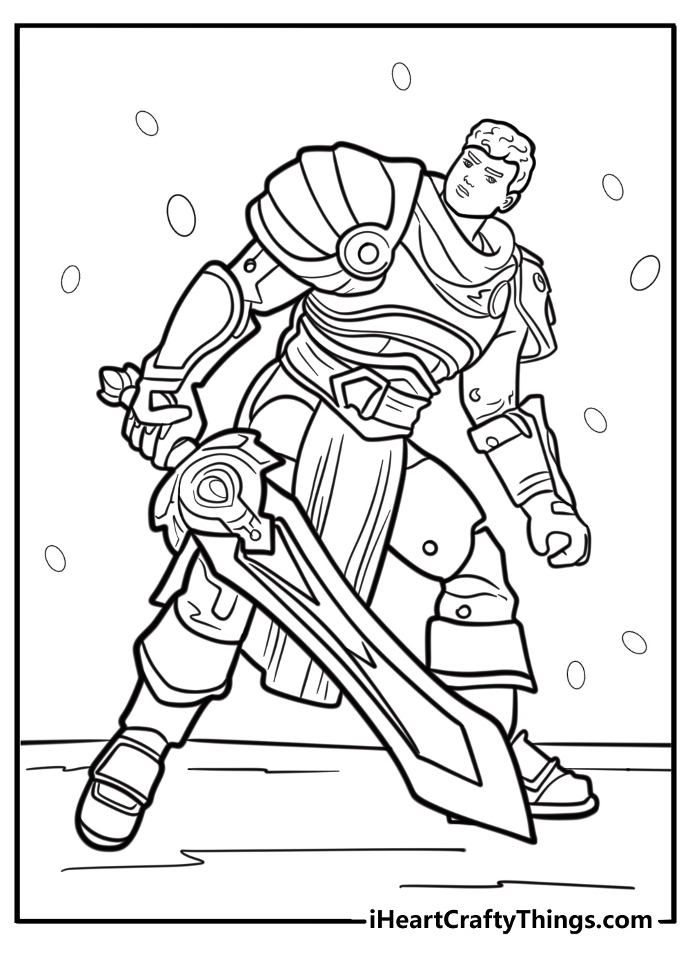 Garen wielding his giant sword in a detailed league of legends pdf